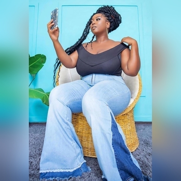 Fashion Nova High Waisted Extreme Bell Bottom Jeans With Frayed Hem - Picture 14 of 14